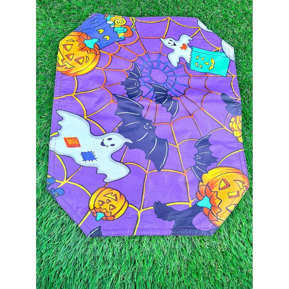 Vintage Halloween Placemats Set of 6 Reversible Purple Black Witch Ghost Boo - Picture 4 of 16